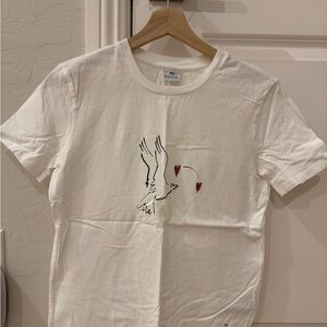 Paul Smith White Tee with Dove and Red Hearts